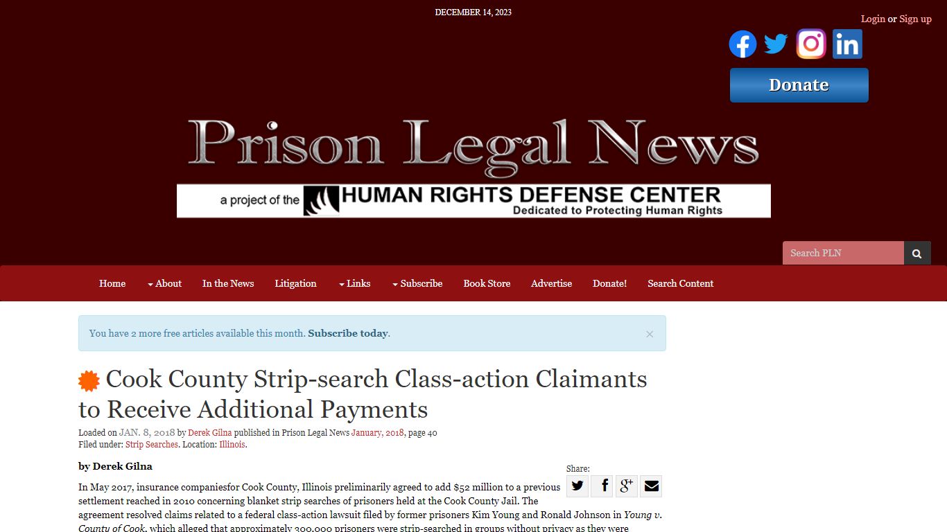 Cook County Strip-search Class-action Claimants to Receive Additional ...